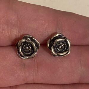 James Avery Retired 3D Rose Blossom Earrings